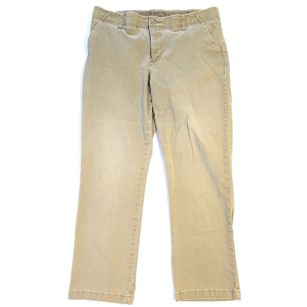 Riders by Lee Womens 16P Straight Leg Khaki Pants Tan Mid Rise 136TC16